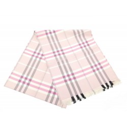 ECHARPE BURBERRY MOTIF TARTAN CHECK EN SOIE ROSE FOULARD ETOLE SILK SCARF 450€