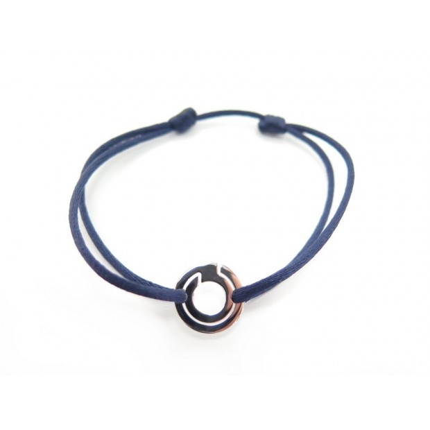 NEUF BRACELET DINH VAN SEVENTIES EN OR BLANC 18K CORDON BLEU MARINE BOITE 490€