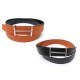 CEINTURE HERMES BOUCLE H IDEM ACIER CUIR REVERSIBLE NOIR & ORANGE T105 BELT 650€