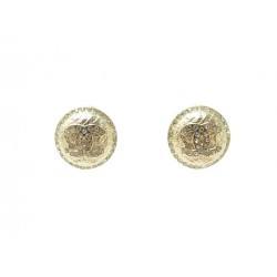 NEUF BOUCLES D'OREILLES CHANEL SPHERE LOGO CC STRASS DORE NEW EARRINGS 370€