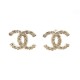 NEUF BOUCLES D'OREILLES CHANEL LOGO CC MONOGRAMME METAL DORE NEW EARRINGS 390€