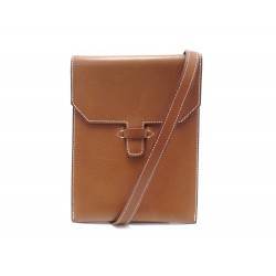 SAC A MAIN HERMES POCHETTE BANDOULIERE CUIR VACHE NATURELLE MARRON POUCH 1370€