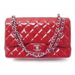 NEUF SAC A MAIN CHANEL TIMELESS JUMBO CUIR VERNIS MATELASSE ROUGE HANDBAG 6600€