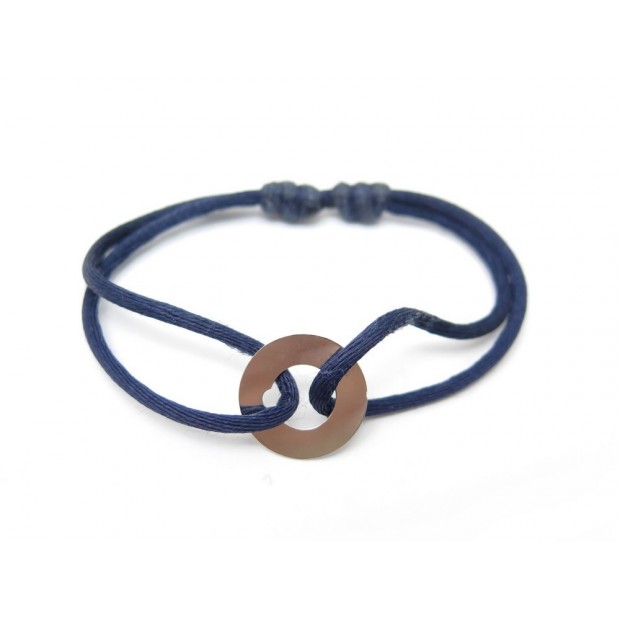 BRACELET DINH VAN CIBLE GM 343202 EN OR BLANC 18K CORDON BLEU MARINE GOLD 340€