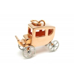 NEUF PENDENTIF HERMES CHARM CALECHE EN PLAQUE OR ROSE CARRIAGE PENDANT 300€