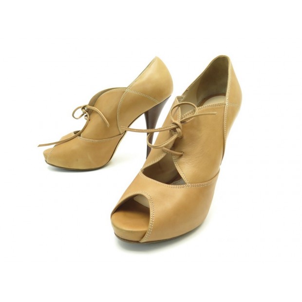 CHAUSSURES FENDI ESCARPINS 8I3632 41 CUIR CAMEL + BOITE LEATHER PUMP SHOES 650€