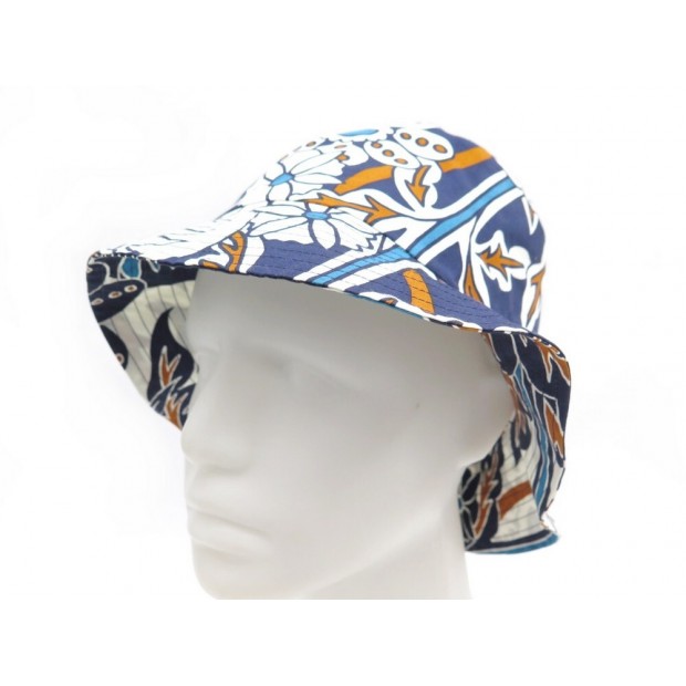 NEUF CHAPEAU HERMES BOB REVERSO CACHE 182028N REVERSIBLE COTON BLEU HAT 290€