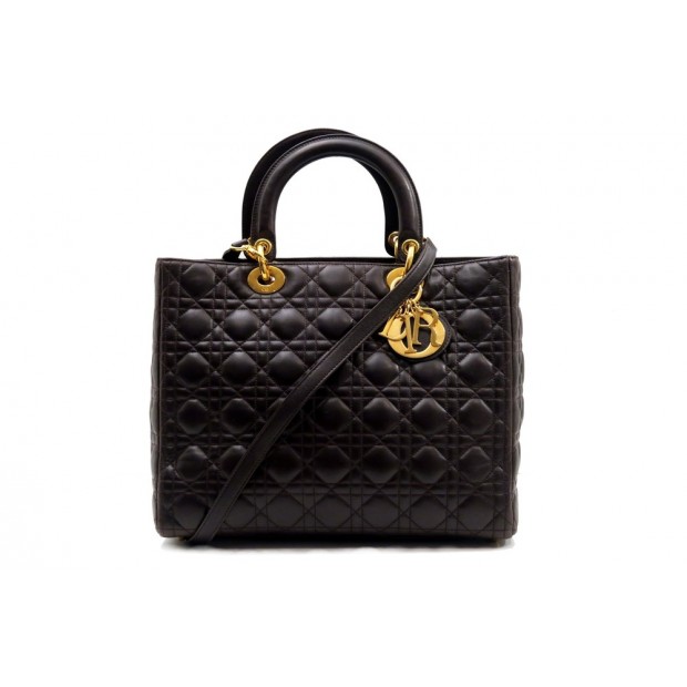 SAC A MAIN CHRISTIAN DIOR CUIR MARRON 