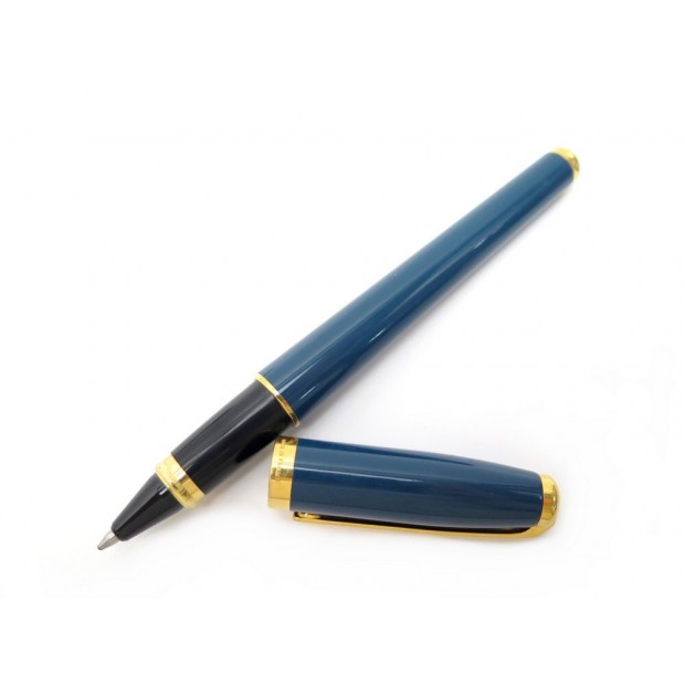 STYLO BILLE ST DUPONT OLYMPIO ROLLERBALL EN LAQUE BLEUE BALLPOINT PEN 170€