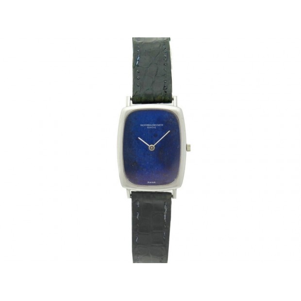 VINTAGE MONTRE VACHERON CONSTANTIN 7590 OR BLANC 18K LAPIS LAZULI GOLD WATCH