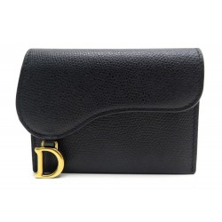 NEUF PORTE CARTE CHRISTIAN DIOR SADDLE EN CUIR GRAINE NOIR NEW CARD HOLDER 320€