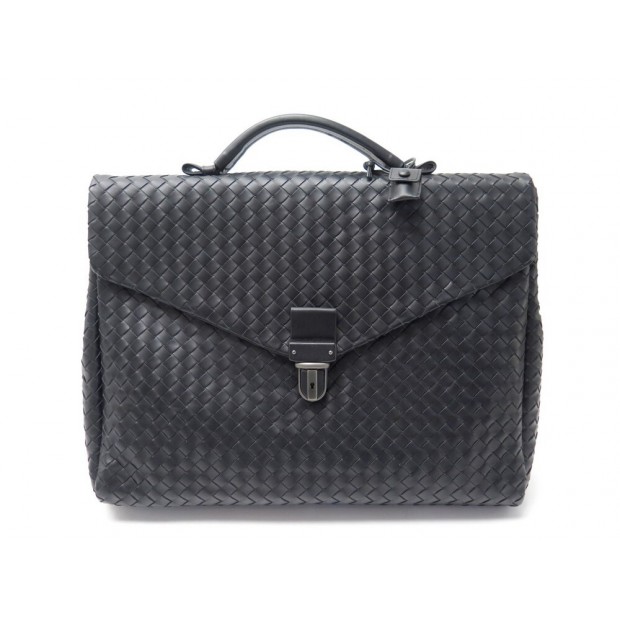 NEUF SACOCHE BOTTEGA VENETA MALLETTE EN CUIR INTRECCIATO NOIR BRIEFCASE 3200€