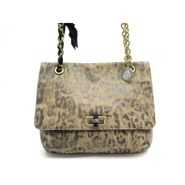 SAC A MAIN LANVIN HAPPY MEDIUM EN CUIR IMPRIME LEOPARD LEATHER HAND BAG 1495€