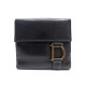 PORTEFEUILLE CHRISTIAN DIOR CUIR GRAINE NOIR PORTE MONNAIE LEATHER WALLET 440€