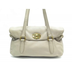 SAC A MAIN MIU MIU PORTE EPAULE 38 CM EN CUIR BEIGE LEATHER HAND BAG PURSE 1700€