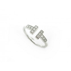 BAGUE TIFFANY WIRE 50 OR BLANC 18K ET DIAMANTS 0.13 CT + BOITE GOLD RING 2100€