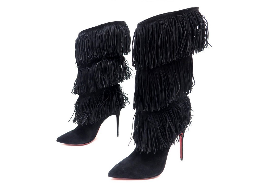 chaussures bottes a franges christian louboutin