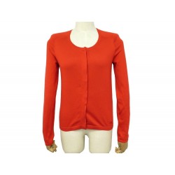 NEUF PULL HERMES CARDIGAN S 34 EN SOIE & COTON ROUGE GILET NEW SILK VEST 2000€