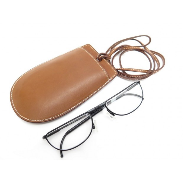 LUNETTES DE LECTURE PLIANTES HERMES METLAL NOIR + ETUI EN CUIR GOLD EYEGLASSES