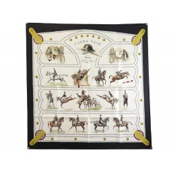 NEUF FOULARD HERMES CADRE NOIR MARGOT CARRE 90 SOIE NOIR BOITE SILK SCARF 385€