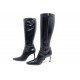 CHAUSSURES BOTTES A TALONS CHANEL 39.5 CUIR AGNEAU NOIR + BOITE SAC BOOTS 1500€