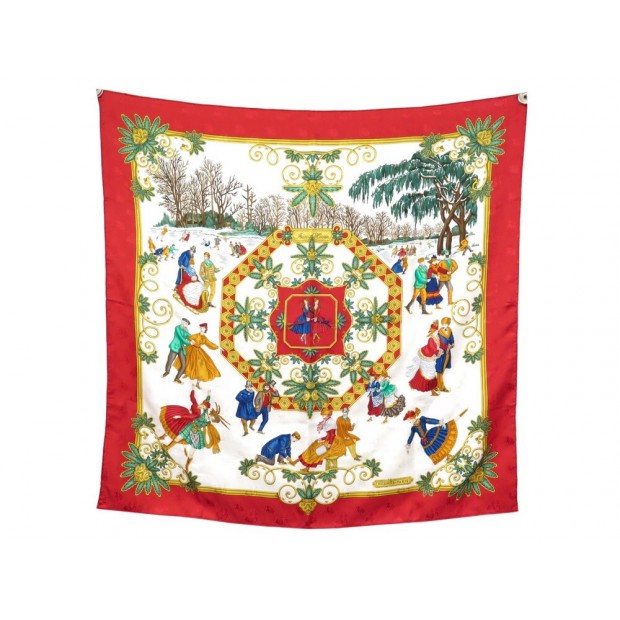 NEUF FOULARD HERMES JOIES D'HIVER METZ CARRE 90 SOIE BROCHEE JACQUARD SCARF 385€