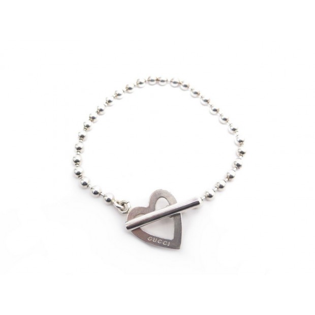 BRACELET GUCCI COEUR CHAINE 19 CM ARGENT MASSIF BOITE STERLING SILVER HEART 300€