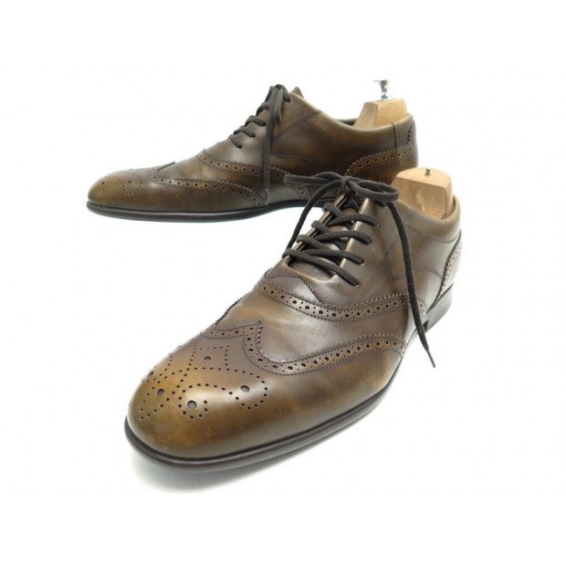 CHAUSSURES JM WESTON RICHELIEU 604 BOUT FLEURI 8D 42 CUIR MARRON + BOITE 710€