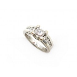 BAGUE SOLITAIRE TAILLE 50 OR BLANC 18K DIAMANTS 0.89 CT 7.3GR GOLD DIAMOND RING