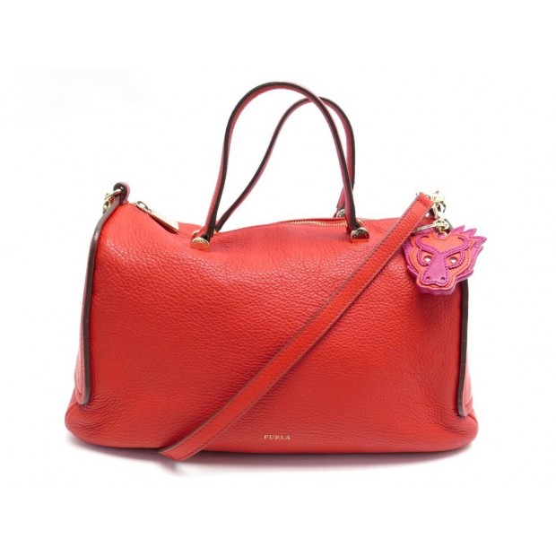 NEUF SAC A MAIN FURLA BOWLING BANDOULIERE EN CUIR ROUGE + PORTE CLE HANDBAG 450€