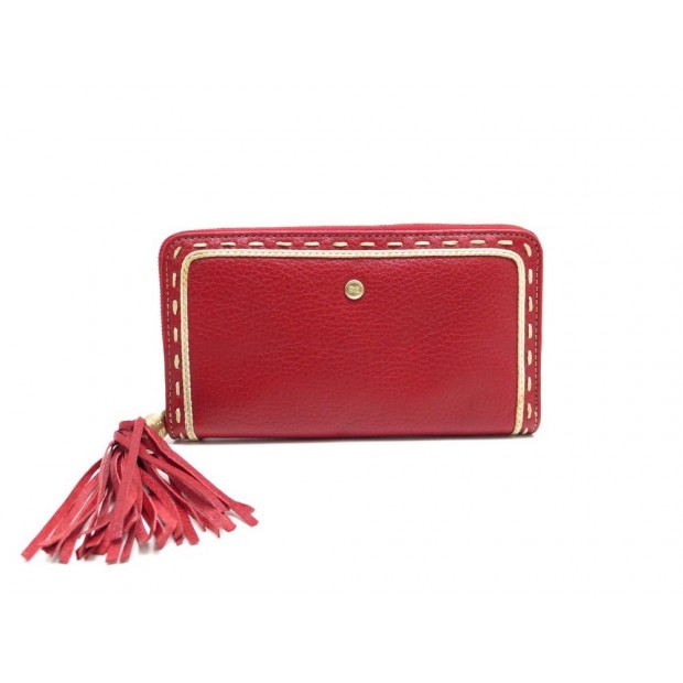 PORTEFEUILLE LANCEL PREMIER FLIRT A01862 COMPAGNON EN CUIR ROUGE WALLET 275€