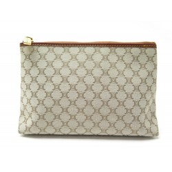 NEUF POCHETTE CELINE TROUSSE TOILE TRIOMPHE MONOGRAMME BEIGE CANVAS POUCH 345€