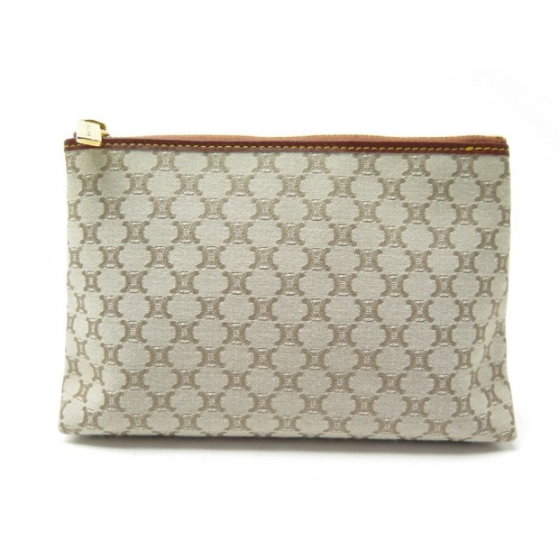 NEUF POCHETTE CELINE TROUSSE TOILE TRIOMPHE MONOGRAMME BEIGE CANVAS POUCH 345€