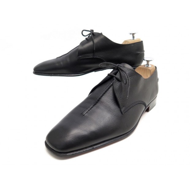 CHAUSSURES HERMES DERBY 41 EN CUIR KANGOUROU NOIR KANGAROO LEATHER SHOES 720€