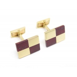 BOUTONS DE MANCHETTES FRED DAMIER EN OR JAUNE 18K + BOITE YELLOW GOLD CUFFLINFS