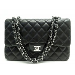 SAC A MAIN CHANEL TIMELESS JUMBO CUIR MATELASSE NOIR BANDOULIERE HAND BAG 7400€