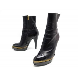 CHAUSSURES YVES SAINT LAURENT BOTTINES 38 EN CUIR NOIR LEATHER BOOTS SHOES 995€