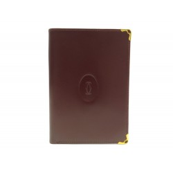 NEUF PORTEFEUILLE MUST DE CARTIER EN CUIR BORDEAUX + BOITE LEATHER WALLET 520€