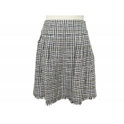 NEUF JUPE CHANEL PIED DE POULE P40607 M 38 EN TWEED NOIR & BLANC NEW SKIRT 2320€