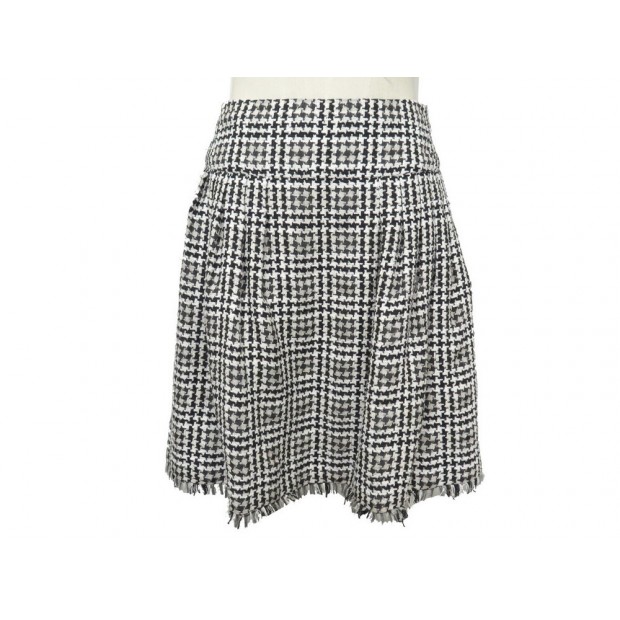 NEUF JUPE CHANEL PIED DE POULE P40607 M 38 EN TWEED NOIR & BLANC NEW SKIRT 2320€