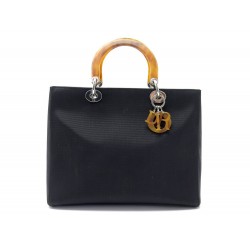 SAC A MAIN CHRISTIAN DIOR LADY GM EN TOILE NOIR ET ANSES ECAILLES HANDBAG 1500€