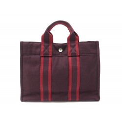 NEUF SAC A MAIN HERMES TOTO PM CABAS EN TOILE BORDEAUX CANVAS HAND TOTE BAG 790€