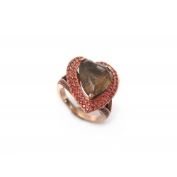 BAGUE MAUBOUSSIN SUBTILE RAISON 54 COEUR EN OR ROSE QUARTZ & SAPHIRS RING 2800€