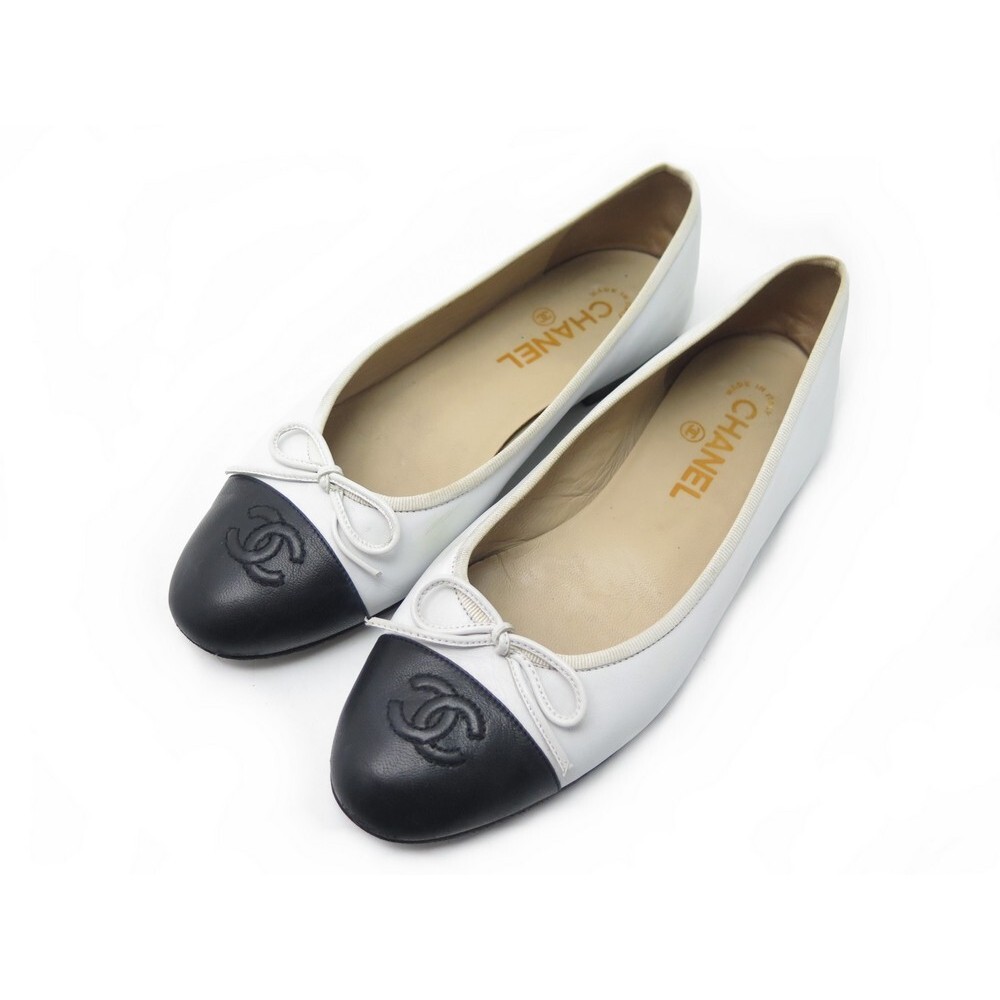 CHANEL BALLET FLATS WHITE BLACK BALLERINA BRAND NEW