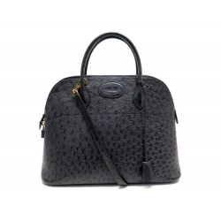 VINTAGE SAC A MAIN HERMES BOLIDE EN CUIR AUTRUCHE BLEU OSTRICH LEATHER BAG 8000€