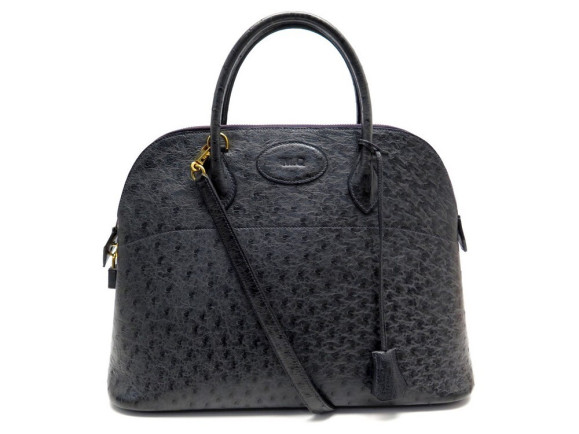  sac a main hermes bolide en cuir autruche bleu