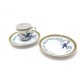 NEUF LOT HERMES TOUCANS TASSE ET 2 SOUCOUPES EN PORCELAINE BLANC CUP & SAUCERS