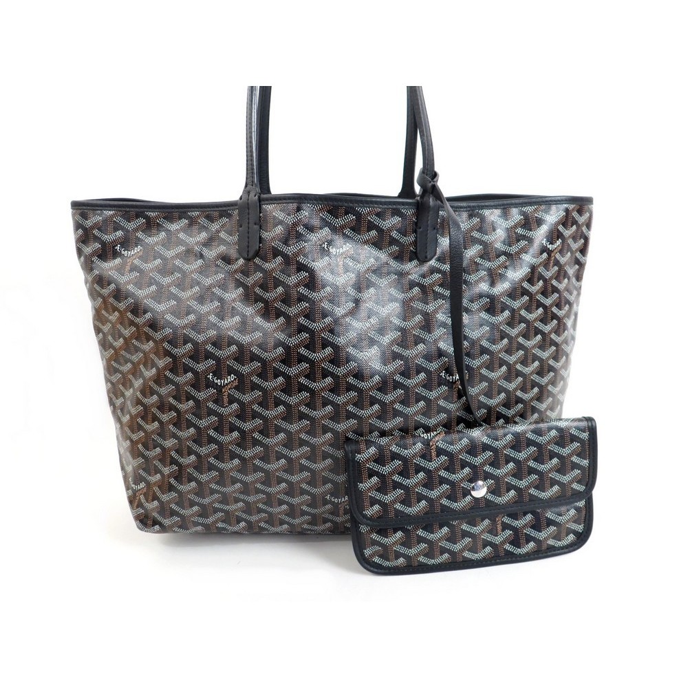 Sac bandoulière seau gris toile et cuir Goyard Goyard Goyardine Petit Flot