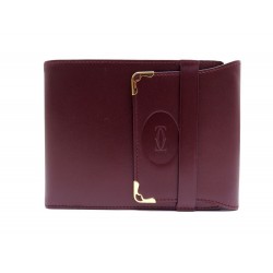 NEUF PORTEFEUILLE CARTIER MUST 73184149 CUIR BORDEAUX +BOITE LEATHER WALLET 450€