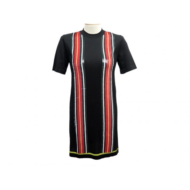 NEUF ROBE LOUIS VUITTON EMBROIDERED KNIT DRESS 1A2NDE S LAINE & SOIE NOIR 1400€